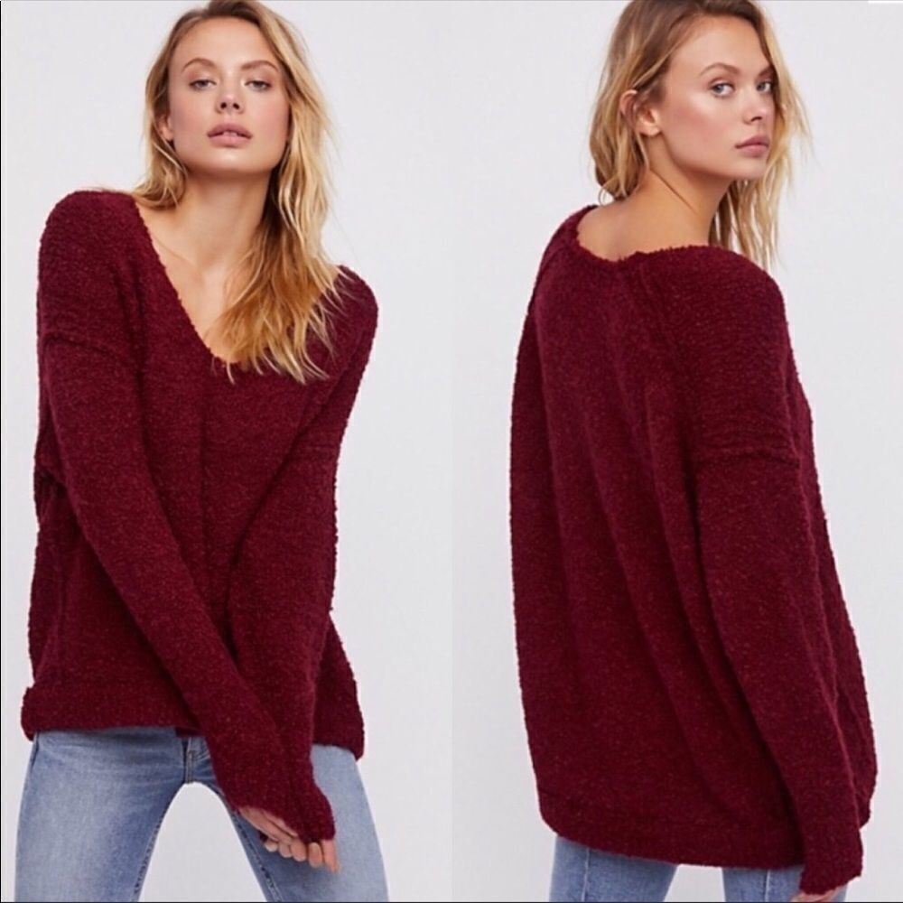 Free People Lofty V Neck Sweater Sz S